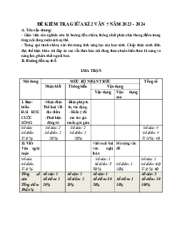 Đề thi giữa học kì 2 môn Ngữ văn 7 năm 2023 - 2024 sách CTST - Đề 7