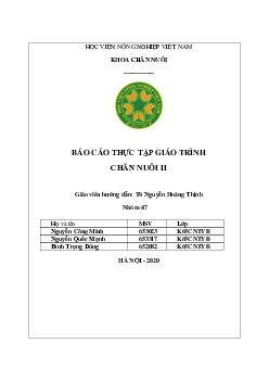 Báo cáo thực tập giáo trình chăn nuôi II | Học viện Nông nghiệp Việt Nam