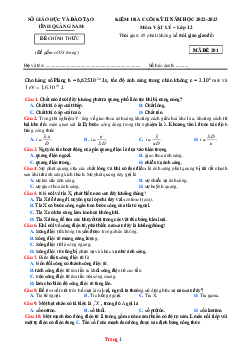 Đề Thi Cuối HK2 Vật Lí 12 Sở GD Quảng Nam 2022-2023 Có Đáp Án