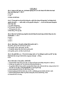 Câu hỏi trắc nghiệm ôn tập môn Marketing căn bản - chương I