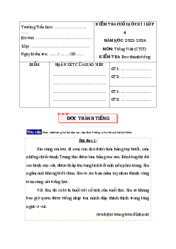 Đề thi Tiếng Việt lớp 4 học kì 1 Chân trời sáng tạo năm 2023 - Đề 3