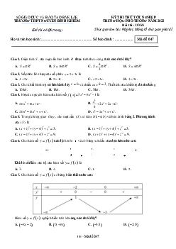 Đề thi thử THPT Quốc gia 2022 môn Toán trường THPT Nguyễn Bỉnh Khiêm, Đắk Lắk