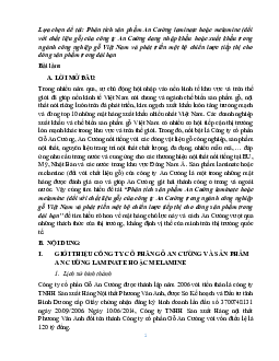 Phân tích sản phẩm An Cường laminate hoặc melamine (đối với chất liệu gỗ) của công ty An Cường đang nhập khẩu hoặc xuất khẩu trong ngành công nghiệp gỗ Việt Nam | Quản trị chuỗi cung ứng