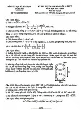 Đề thi chính thức kì thi tuyển sinh vào lớp 10 THPT năm học 2024-2025 môn Toán | Sở GD&ĐT Nghệ An
