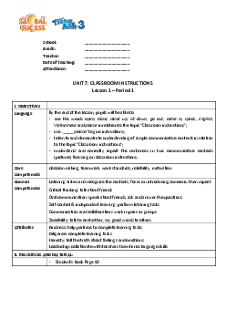 Unit 7: Classroom instructions  | Giáo án Tiếng Anh 3 | Global Success