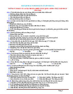Trắc Nghiệm Sử 9 Bài 25: Những năm đầu của cuộc kháng chiến toàn quốc chống thực dân Pháp (1946-1950) (Có Đáp Án)