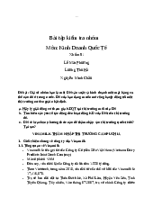 Bài tập kiểm tra nhóm Môn Kinh Doanh Quốc Tế  | Kinh doanh quốc tế | Đại học Ngoại thương