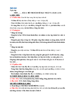 Giáo án Toán 8 Chương 3 Bài 4: Đồ thị của hàm số bậc nhất y = ax + b (a ≠ 0) | Cánh diều