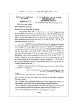 Đề thi vào 10 môn Ngữ văn năm 2023 - 2024 sở GD&ĐT Hải Phòng