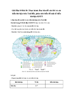 Giải Địa 10 Bài 10: Thực hành: Đọc bản đồ các đới và các kiểu khí hậu trên Trái Đất, phân tích biểu đồ một số kiểu khí hậu KNTT