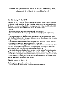 Giải SGK Địa lý 11 Cánh Diều bài 11: Vị trí địa lí, điều kiện tự nhiên, dân cư, xã hội và kinh tế khu vực Đông Nam Á