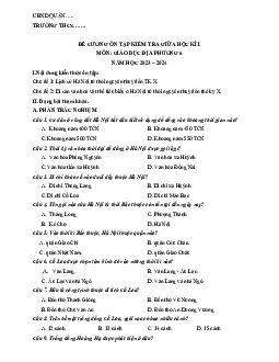 Đề cương ôn tập giữa học kì 1 môn Giáo dục địa phương lớp 6