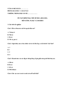 Đề cương ôn tập học kì 2 môn Công nghệ 7 sách Cánh diều