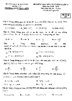 Đề kiểm tra Hình học 12 chương 3 năm 2018 – 2019 trường Trấn Biên – Đồng Nai