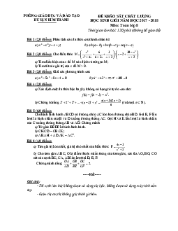 Đề học sinh giỏi Toán 8 năm 2017 – 2018 phòng GD&ĐT Kim Thành – Hải Dương