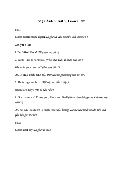 Giải Tiếng Anh lớp 3 Unit 3: Lesson Two | Family and Friends