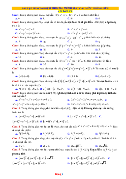170 Câu Trắc Nghiệm Phương Trình Mặt Cầu Mức Thông Hiểu Có Đáp Án