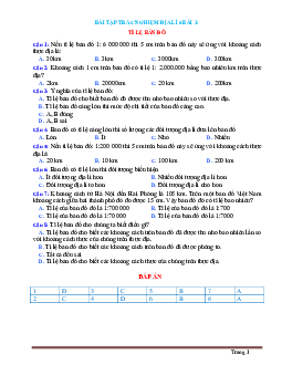Trắc nghiệm Địa Lí 6 Bài 3: Tỉ lệ bản đồ (có đáp án)