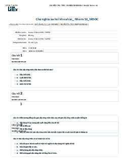 Bài kiểm tra trắc nghiệm (quiz) môn Chủ nghĩa xã hội khoa học bài số 02 có đáp án | Đại học Sư phạm Kỹ thuật Thành phố Hồ Chí Minh