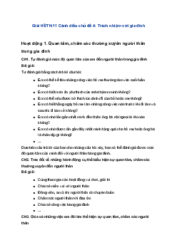 Giải HĐTN 11 Cánh diều chủ đề 4: Trách nhiệm với gia đình