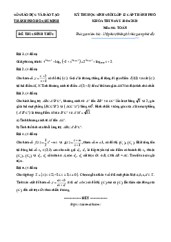 Đề thi HSG Toán 12 năm học 2019 – 2020 sở GD&ĐT thành phố Hồ Chí Minh