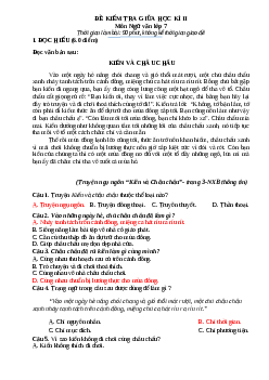 Đề kiểm tra giữa học kỳ 2 Ngữ văn 7 Kết nối tri thức (có đáp án và ma trận )