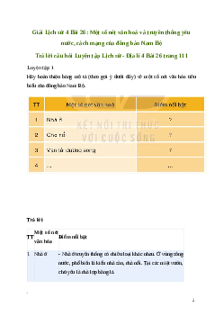 Giải Lịch sử Địa lí lớp 4 Bài 26: Một số nét văn hoá và truyền thống yêu nước, cách mạng của đồng bào Nam Bộ | Kết nối tri thức