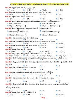 Trắc nghiệm GTNN và GTLN của hàm số lượng giác lớp 11 (có đáp án)