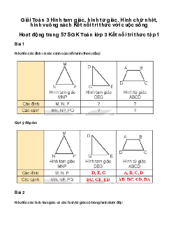 Giải Toán 3 Bài 19: Hình tam giác, hình tứ giác. Hình chữ nhật, hình vuông | Kết nối tri thức