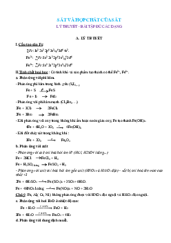 Lý thuyết và bài tập về sắt và hợp chất của sắt (có lời giải)