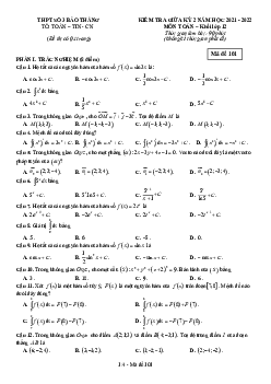 Đề giữa kỳ 2 Toán 12 năm 2021 – 2022 trường THPT Bảo Thắng 3 – Lào Cai