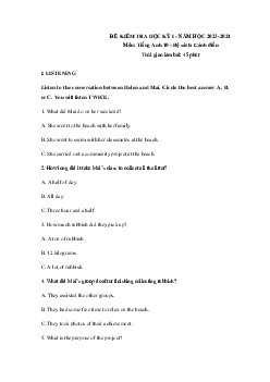 Đề thi học kì 1 môn Tiếng Anh 10 năm 2023 - 2024 sách Cánh diều đề 3
