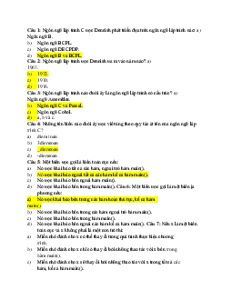 Câu hỏi trắc nghiệm ôn tập môn Cơ sở lập trình có đáp án
