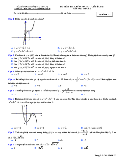 Đề kiểm tra 1 tiết chương 1 Giải tích 12 năm 2017 – 2018 trường Nguyễn Bỉnh Khiêm – Gia Lai