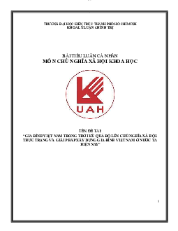 Tiểu luận "Gia đình Việt Nam trong thời kỳ quá độ lên chủ nghĩa xã hội"