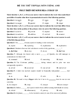 Đề thi thử THPT Quốc Gia 2023 môn Tiếng Anh - Đề 15 (có đáp án)
