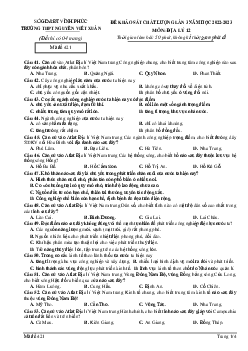 Đề thi thử THPT Quốc gia năm 2023 môn Địa lần 3 trường Nguyễn Viết Xuân, Vĩnh Phúc
