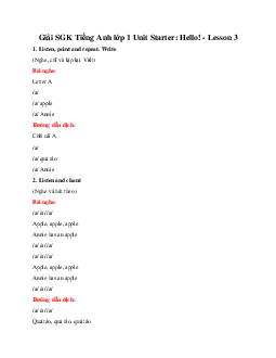 Giải SGK Tiếng Anh lớp 1 Unit Starter: Hello! - Lesson 3 | Family & Friends