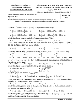 Đề thi học kì 2 Toán 12 năm 2019 – 2020 trường THPT Bùi Thị Xuân – TP HCM