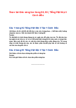 Soạn bài Góc sáng tạo trang 92, 93 | Tiếng Việt lớp 3 Cánh diều