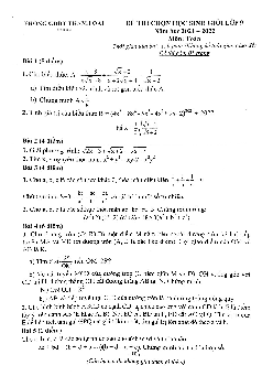 Đề học sinh giỏi Toán 9 năm 2021 – 2022 phòng GD&ĐT Thanh Oai – Hà Nội