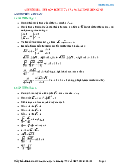 Chuyên đề rút gọn biểu thức và các bài toán liên quan – Trần Đình Cư