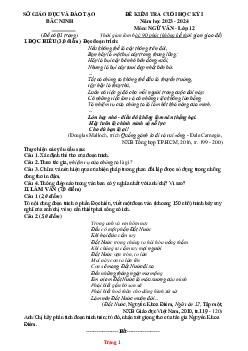 Đề thi HK1 Ngữ Văn 12 Sở GD Bắc Ninh 2023-2024 (có đáp án)