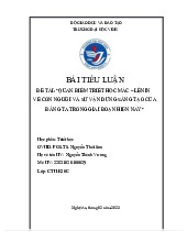 Tiểu luận ĐỀ TÀI: Quan điểm triết học Mác – Lênin về con người và sự vận dụng sáng tạo của Đảng ta trong giai đoạn hiện nay môn triết học Mác – Lê Nin-Trường Đại học Vinh