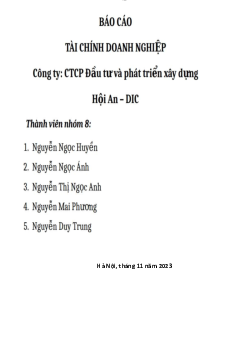 Báo cáo: công ty ctcp đầu tư và phát triển xây dưng hội an - dic