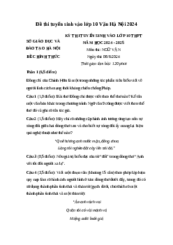 Đề thi tuyển sinh vào 10 môn Ngữ Văn Sở GD&ĐT Hà Nội năm 2024 - 2025