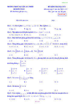 Đề thi HK2 Toán 12 năm học 2016 – 2017 trường THPT Nguyễn Gia Thiều – Hà Nội