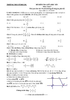 Đề kiểm tra giữa học kì 1 Toán 7 năm 2021 – 2022 trường THCS Tô Hoàng – Hà Nội