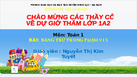 Giáo án điện tử Toán học 1 Vì sự bình đẳng: Bảng trừ phạm vi 5