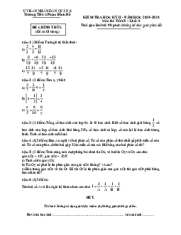 Đề thi HK2 Toán 6 năm 2019 – 2020 trường THCS Phạm Đình Hổ – TP HCM